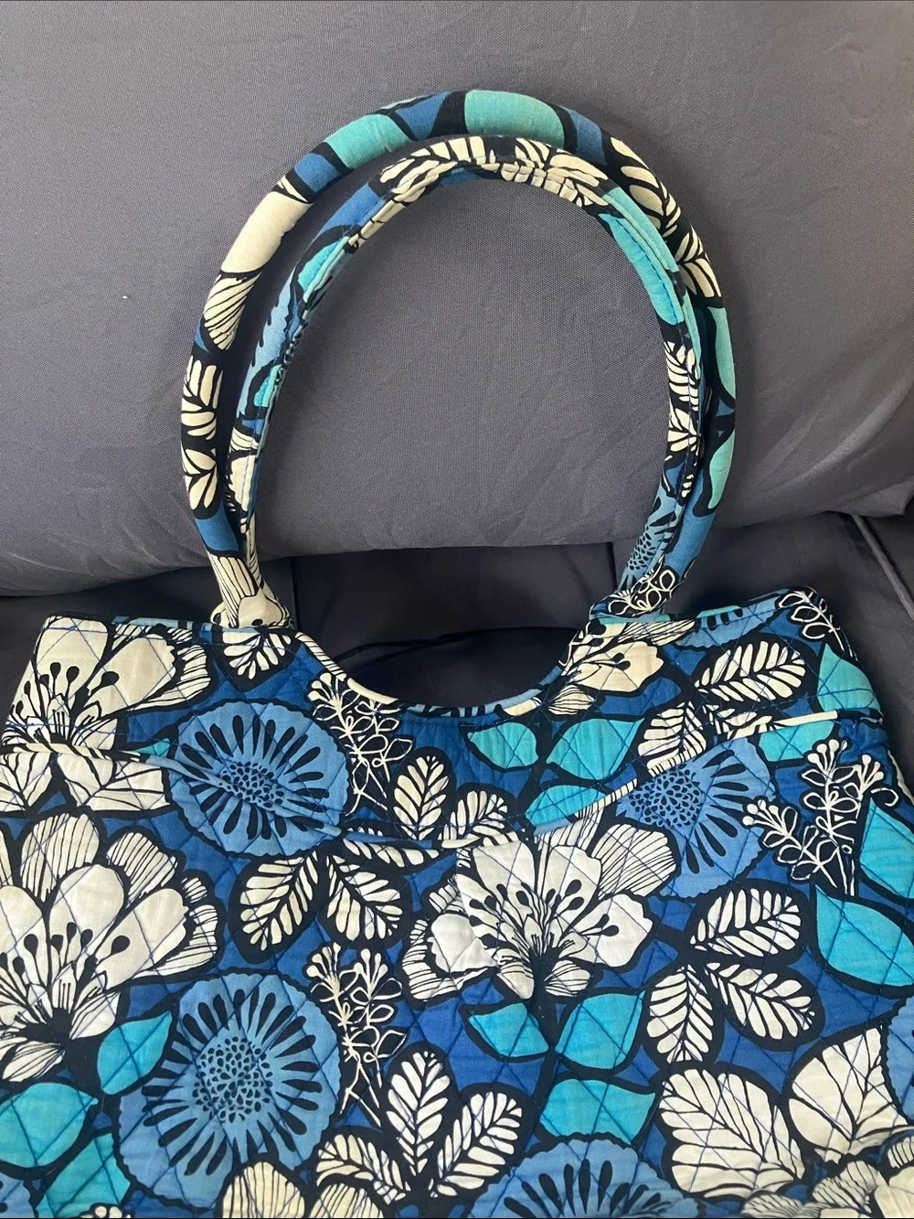 Vera Bradley Blue Floral Quilted Tote Bag